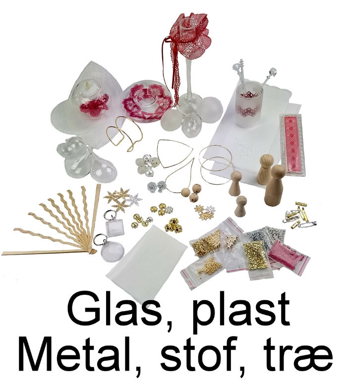 Glas plast metal stof træ tilbehør